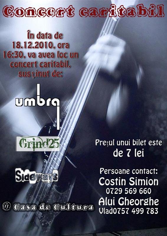 Afiş CONCERT CARITABIL - Umbra, Grind25, Sidewars